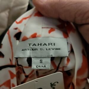 Tahari Red and Black Floral Top